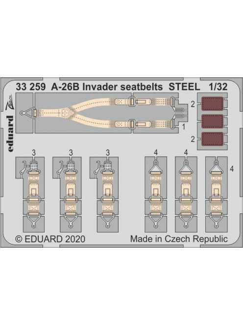 Eduard - A-26B Invader seatbelts STEEL for Hobby Boss