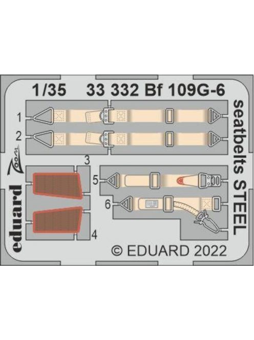 Eduard - Bf 109G-6 seatbelts STEEL