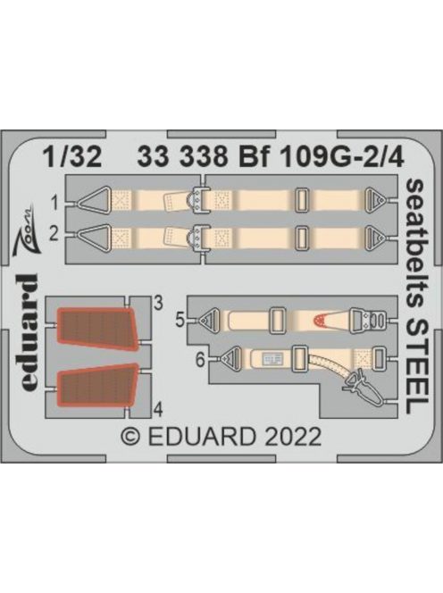 Eduard - Bf 109G-2/4 seatbelts STEEL for REVELL