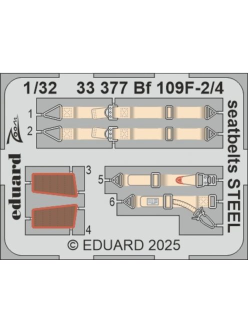 Eduard - Bf 109F-2/4 seatbelts STEEL  HOBBY 2000 / HASEGAWA