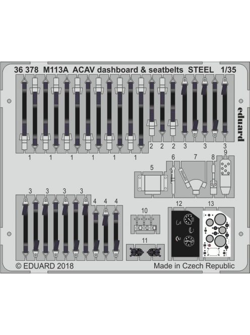 Eduard - M113A ACAV dashboard & seatbelts STEEL for AFV Club