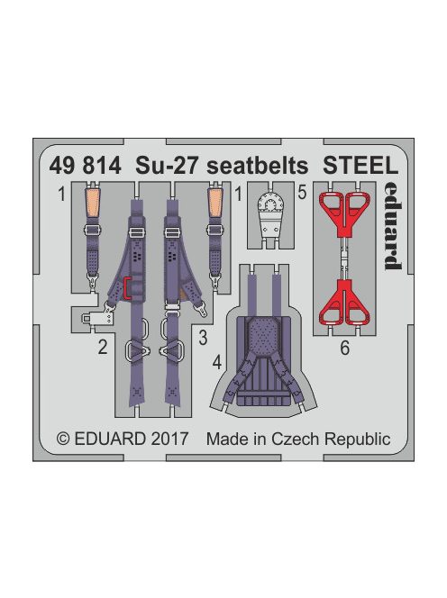 Eduard - Su-27 seatbelts STEEL for Hobby Boss 