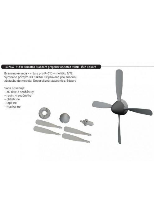 Eduard - P-51D Hamilton Standard propeller uncuffed PRINT 1/72 recommended for EDUARD