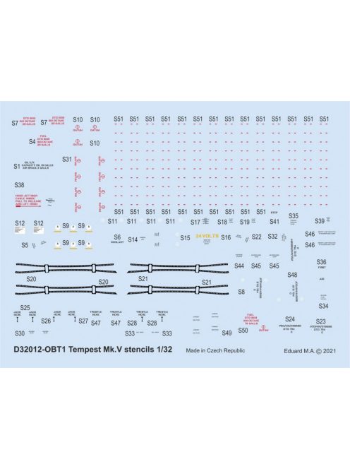 Eduard - Tempest Mk.V stencils 1/32 for SPECIAL HOBBY/REVELL