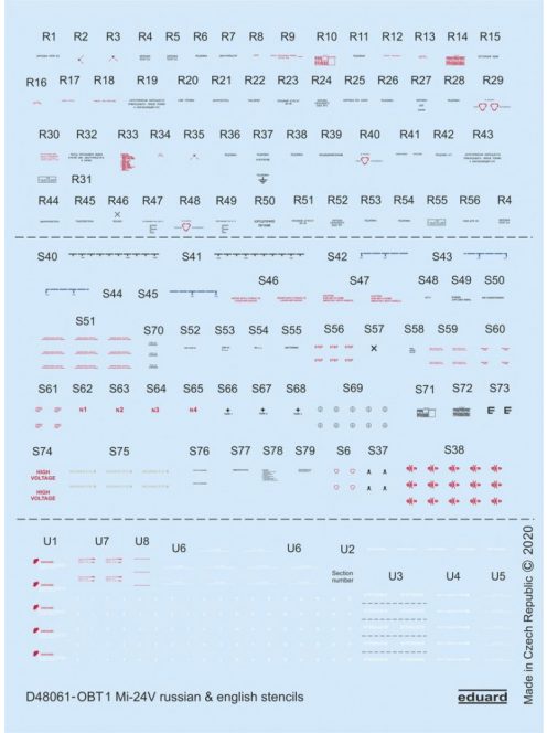 Eduard - Mi-24V stencils Russian & English for Zvezda