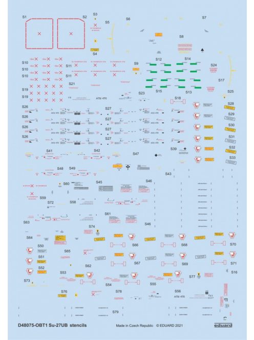 Eduard - Su-27UB stencils 1/48 for ACADEMY/KITTY HAWK/GWH