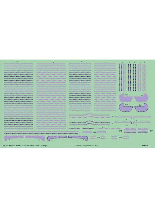 Eduard - Fokker D.VII rib tapes 4color lozenge for Eduard