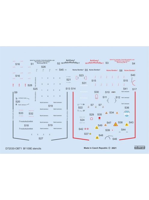 Eduard - Bf 109E stencils for SPECIAL HOBBY/TAMIYA/AIRFIX