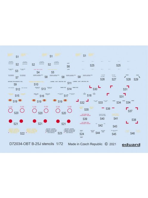 Eduard - B-25J stencils 1/72 for HASEGAWA/REVELL