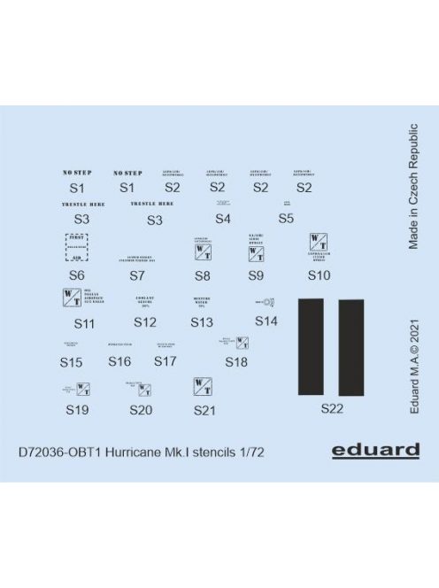 Eduard - Hurricane Mk.I stencils for ARMA HOBBY/REVELL/AIRFIX