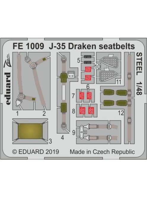 Eduard - J-35 Draken seatbelts STEEL for Hasegawa 