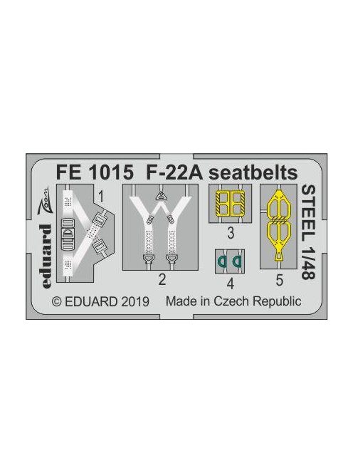 Eduard - F-22A seatbelts STEEL for Hasegawa 