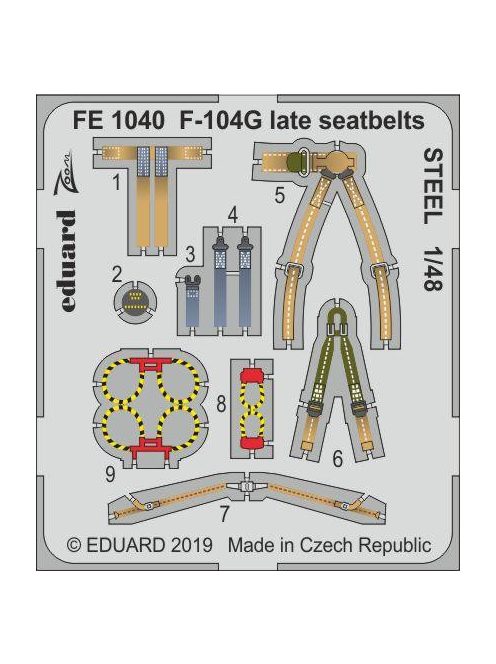 Eduard - F-104G late seatbelts STEEL for Kinetic 