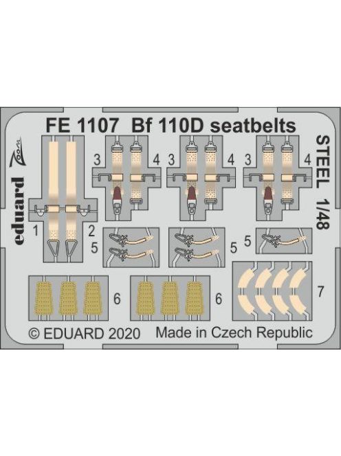 Eduard - Bf 110D seatbelts STEEL for Dragon