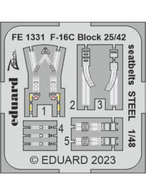 Eduard - F-16C Block 25/42 seatbelts STEEL 1/48 for KINETIC