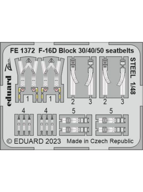 Eduard - F-16D Block 30/40/50 seatbelts STEEL 1/48 KINETIC