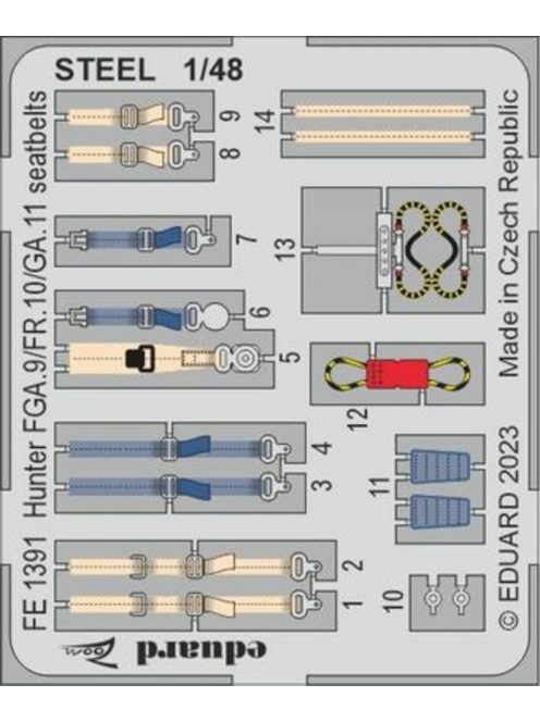 Eduard - Hunter FGA.9/FR.10/GA.11 seatbelts STEEL  1/48 AIRFIX