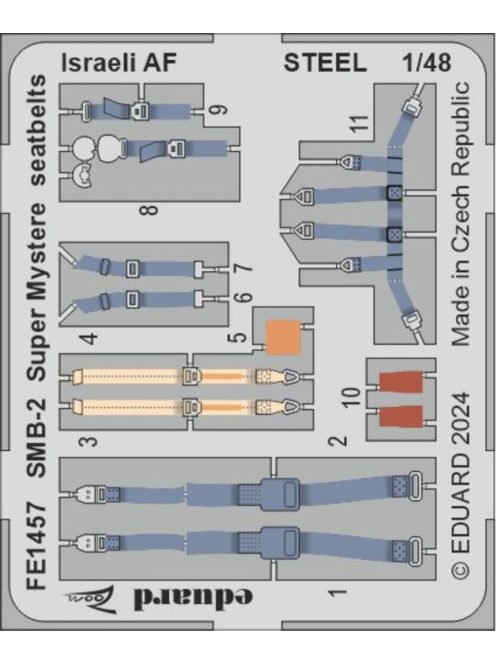 Eduard - SMB-2 Super Mystere seatbelts Israeli AF STEEL