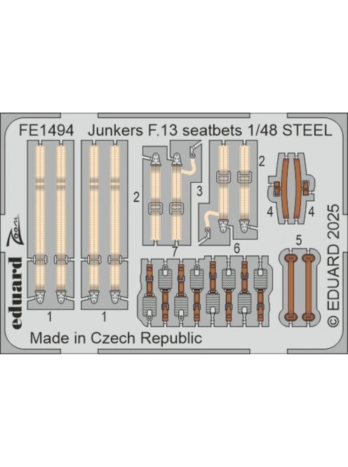 Eduard - Junkers F.13 seatbelts STEEL   MINIART