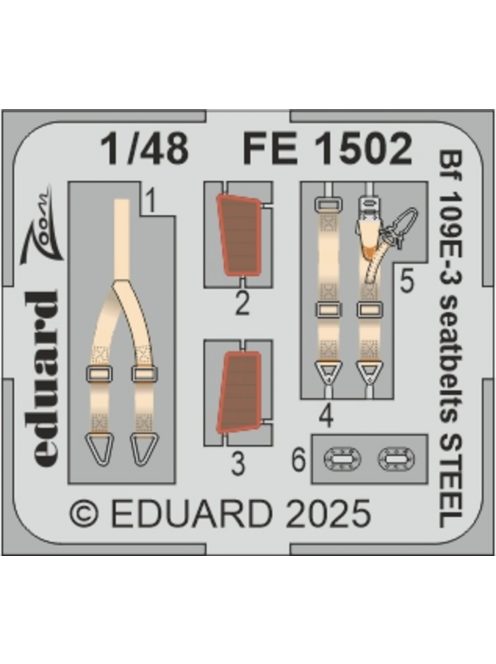 Eduard - Bf 109E-3 seatbelts STEEL  HOBBY BOSS