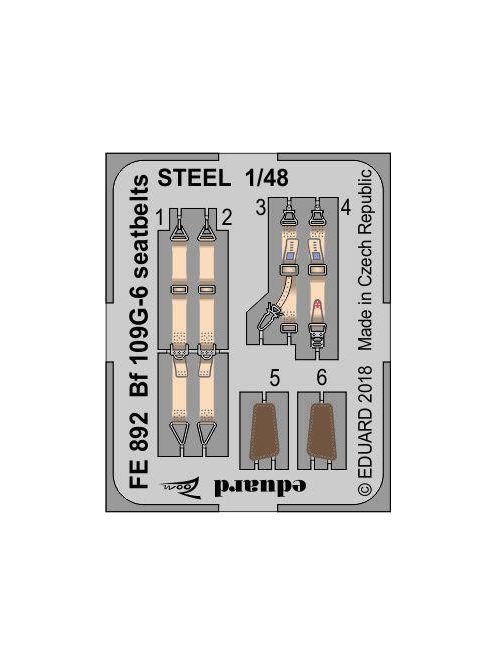 Eduard - Bf 109G-6 seatbelts STEEL f.Tamiya 