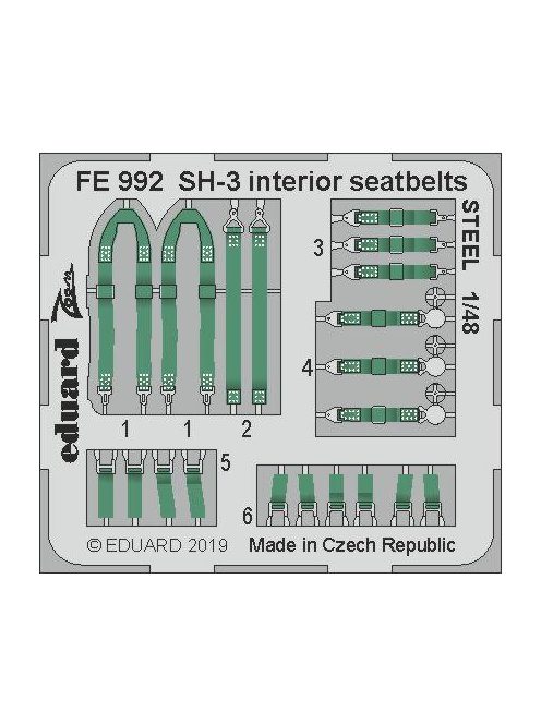 Eduard - SH-3 interior seatbelts STEEL f.Hasegawa 