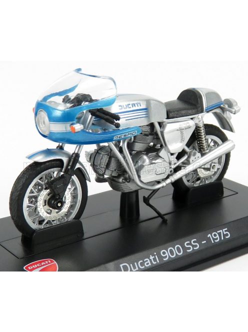 Edicola - DUCATI 900SS 1975 - DAMAGE DISPLAY BOX SILVER BLUE