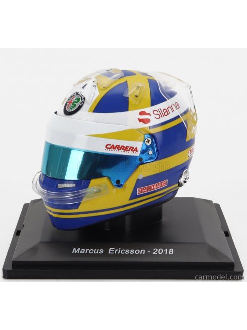 Edicola - Helmet F1 Casco - Alfa Romeo C37 Ferrari N 9 Season 2018 Marcus Ericsson Blue Yellow White