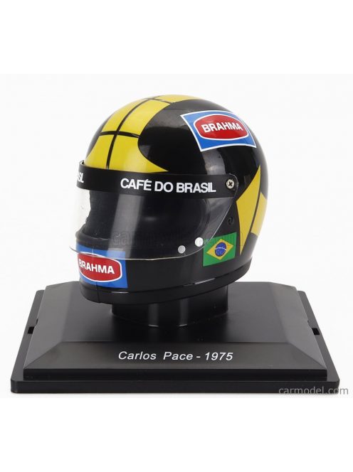 Edicola - Helmet F1  Casco - Brabham Bt44 Team Martini Racing N 8 Season 1975 Carlos Pace Black Yellow