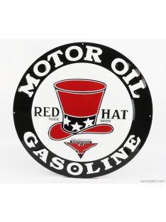   Edicola - Accessories Metal Round Plate - Red Hat Gasoline White Black Red