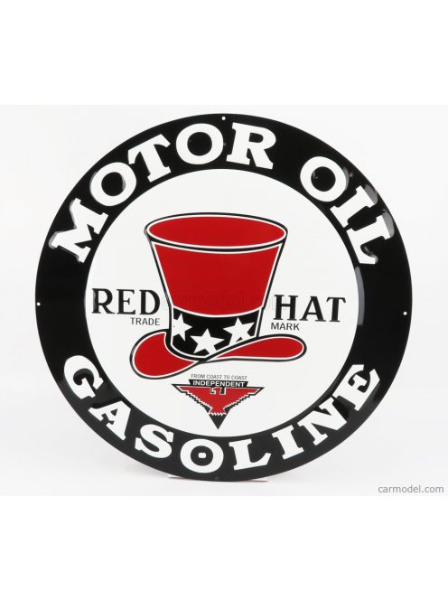 Edicola - Accessories Metal Round Plate - Red Hat Gasoline White Black Red