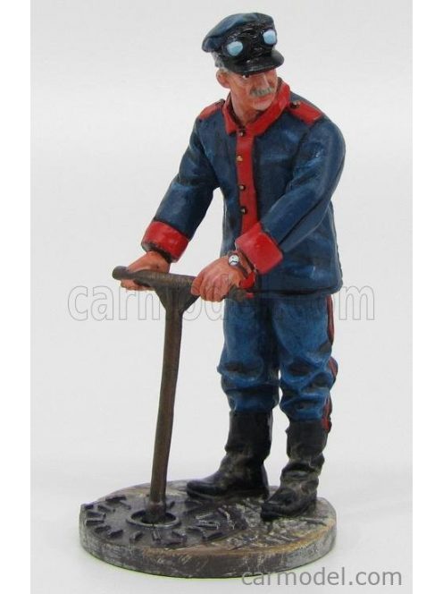 Edicola-Figures - Vigili Del Fuoco Vigile Del Fuoco Spagnolo Barcellona Con Chiave Apri Tombino 1923 - Spanish Fireman Blue Red