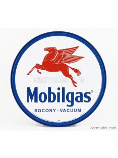   Edicola - Accessories Metal Round Plate - Mobilgas Socony Vacuum White Blue Red