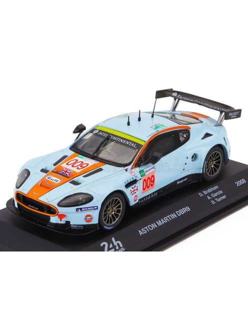 Edicola - ASTON MARTIN DBR9 AMR 6.0L V12 TEAM ASTON MARTIN N 009 WINNER LMGT1 CLASS 24h LE MANS 2008 DAVID BRABHAM - ANTONIO GARCIA - DARREN TURNER LIGHT BLUE ORANGE