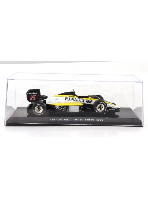 Edicola - RENAULT F1  RE60 N 15 SEASON 1985 PATRICK TAMBAY - CON VETRINA - WITH SHOWCASE BLACK YELLOW WHITE