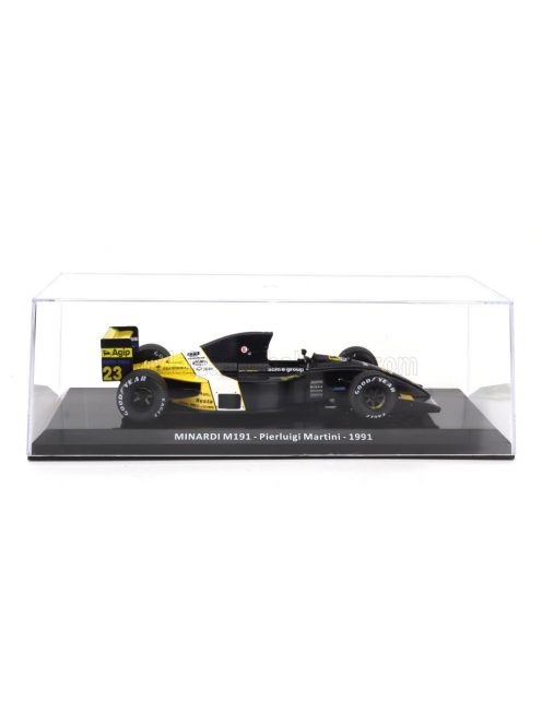 Edicola - MINARDI F1  M191 FORD N 23 SEASON 1991 PIERLUIGI MARTINI - CON VETRINA - WITH SHOWCASE YELLOW BLACK WHITE