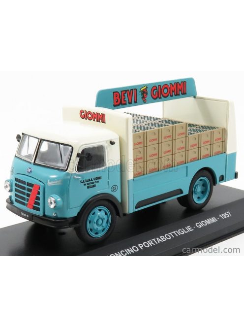 Edicola - Om Fiat Leoncino Truck Portabottiglie Giommi 1957 Light Blue Cream