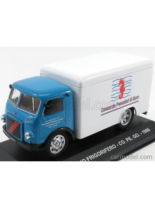 Edicola - Om Fiat Leoncino Truck Frigorifero Consorzio Pescatori Di Goro 1966 Light Blue White