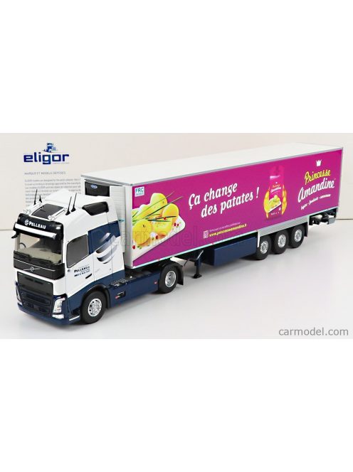 Eligor - Volvo Fh4 500 Truck Semi-Frigo Pelleau Transports 2018 White Blue Pink