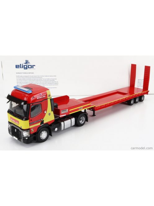 Eligor - Renault T460 Truck Pianale Securite Civile 2018 Red Yellow