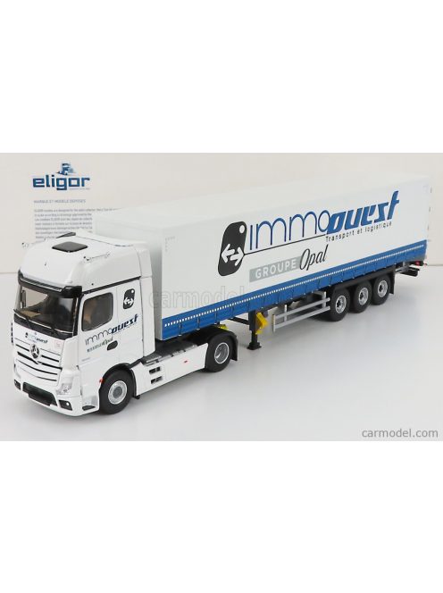 Eligor - Mercedes Benz Actros 5 1845 Truck Telonato Immo Ouest Transports 2018 White Blue