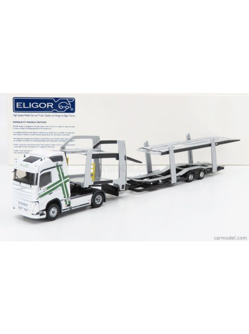 Eligor - Volvo Fh4 500 Truck Car Transporter 2020 White Green Silver