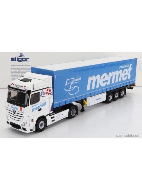 Eligor - Mercedes Benz Actros 5 Truck Telonato Mermet Transports 2020 White Light Blue