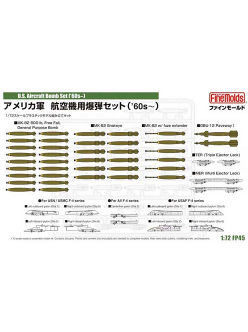 Fine Molds - 1:72 U.S. Aircraft Bomb Set ('60s -) - FINE MOLDS