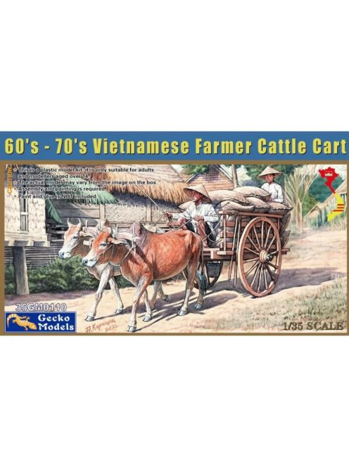 Gecko Models - 60's-70's Vietnamese Farmer Cattle Cart Set
