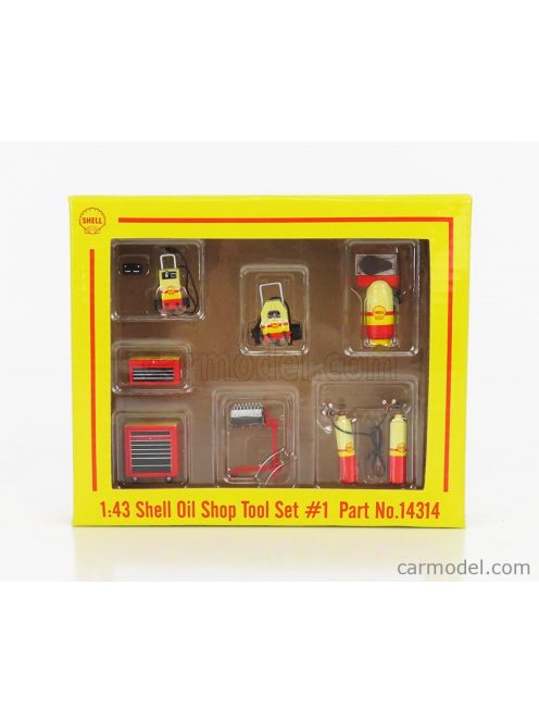 Gmp - Accessories Set Officina Garage Tool Set Shell Oil Yellow Red