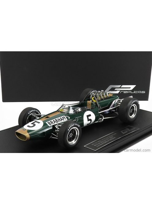 Gp-Replicas - Brabham F1 Bt19 N 5 Winner British Gp Jack Brabham 1966 World Champion - Con Vetrina - With Showcase Green Gold