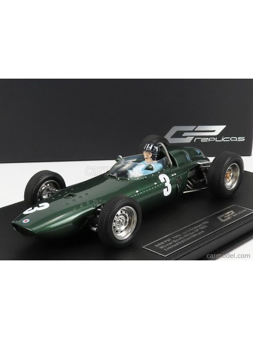 Gp-Replicas - Brm F1 P57 Brm Team N 3 Winner South Africa World Champion (With Pilot Figure) 1962 Graham Hill - Con Vetrina - With Showcase Green Met