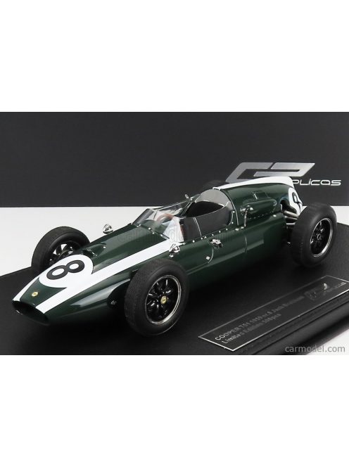 Gp-Replicas - Cooper F1 T51 Climax Team Cooper Car Company N 8 1959 Jack Brabham 1959 World Champion - Con Vetrina - With Showcase Green White