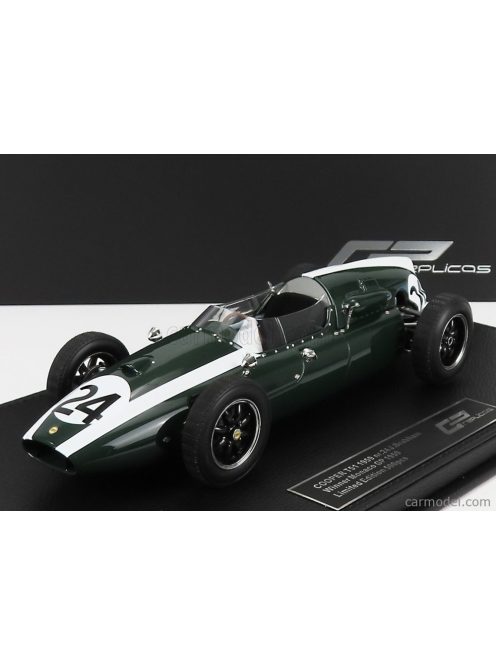 Gp-Replicas - Cooper F1 T51 Climax Team Cooper Car Company N 24 Winner Monaco Gp Jack Brabham 1959 World Champion - Con Vetrina - With Showcase Green White